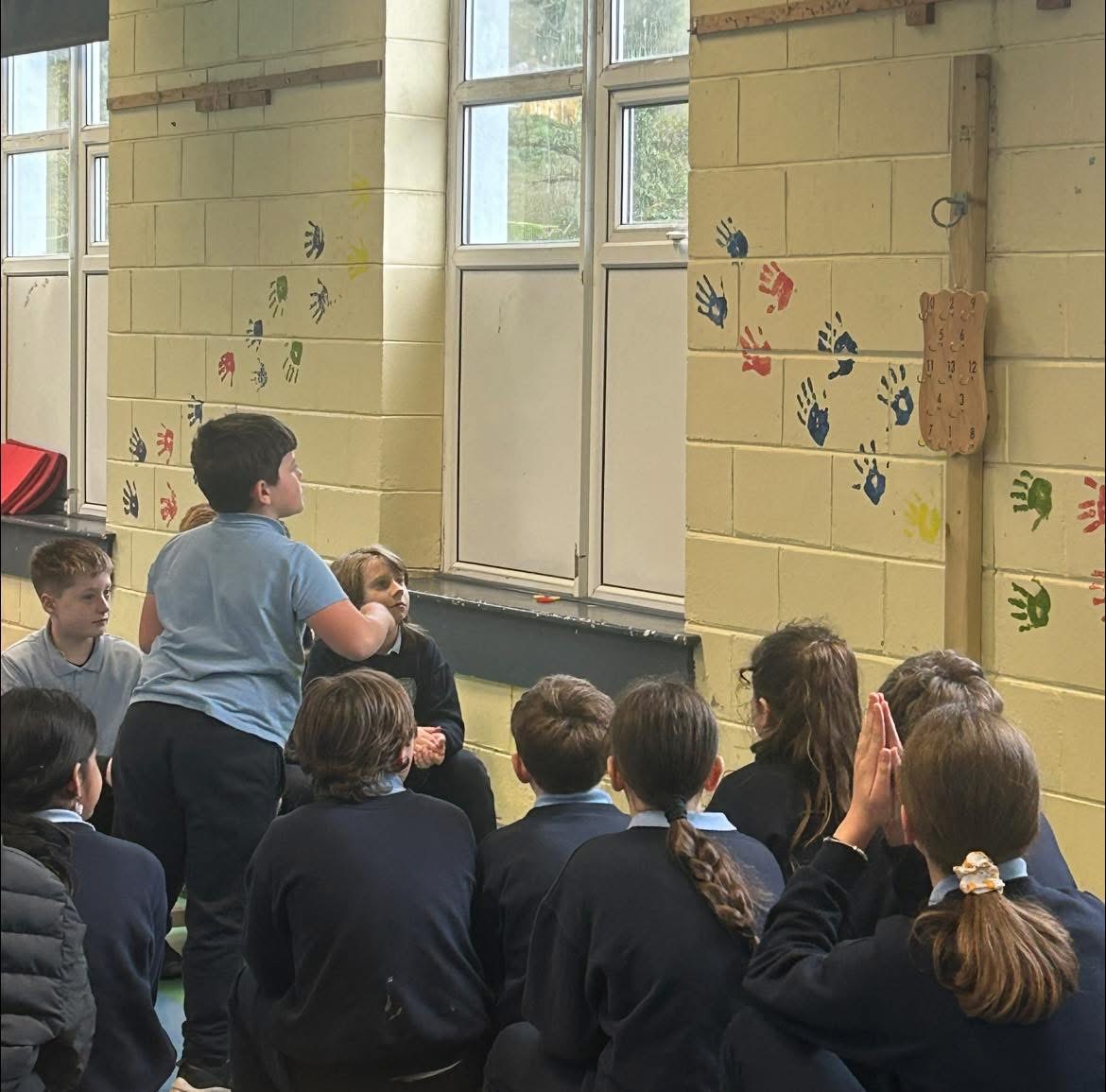 Pupils taking part in a rings game
